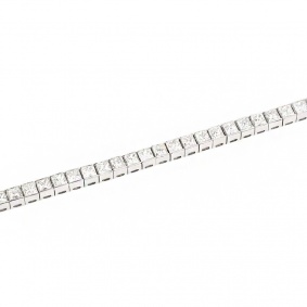 18k White Gold Princess Cut Diamond Line Bracelet 9.92ct